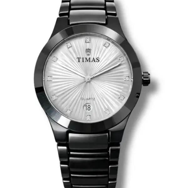 Timas Watch For Businessmen - Inside Silver Color with Specious Lines And Black Color Dial - Type Best For Businessmen