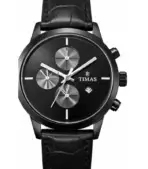 TIMAS WATCH FOR MEN – Leather Strap Black – Silver Dial – Orignal Premium Quartz Dial Timas Watch
