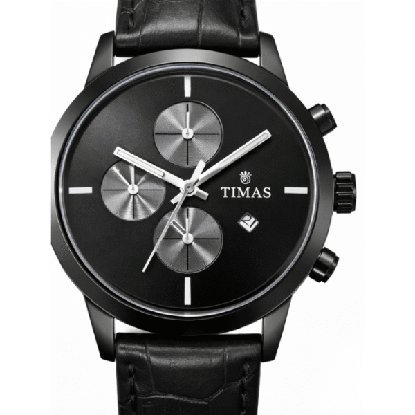 TIMAS WATCH FOR MEN – Leather Strap Black – Silver Dial – Orignal Premium Quartz Dial Timas Watch