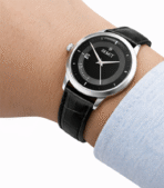 TIMAS WATCH FOR MEN- Leather Strap Black - Silver Dial - Quartz Watch for Gents - Image 2