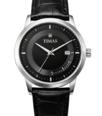 TIMAS WATCH FOR MEN- Leather Strap Black - Silver Dial - Quartz Watch for Gents
