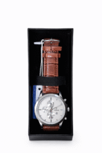 TIMAS WATCH FOR MEN - Leather Strap Brown - Silver Dial - Quartz Watch for Gents - Image 5