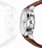 TIMAS WATCH FOR MEN - Leather Strap Brown - Silver Dial - Quartz Watch for Gents - Image 4