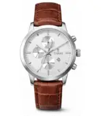 TIMAS WATCH FOR MEN - Leather Strap Brown - Silver Dial - Quartz Watch for Gents