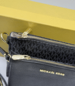 Michael Kors Jet Set Medium Wristlet Black Bag – Signature Logo Canvas Wallet - Image 6